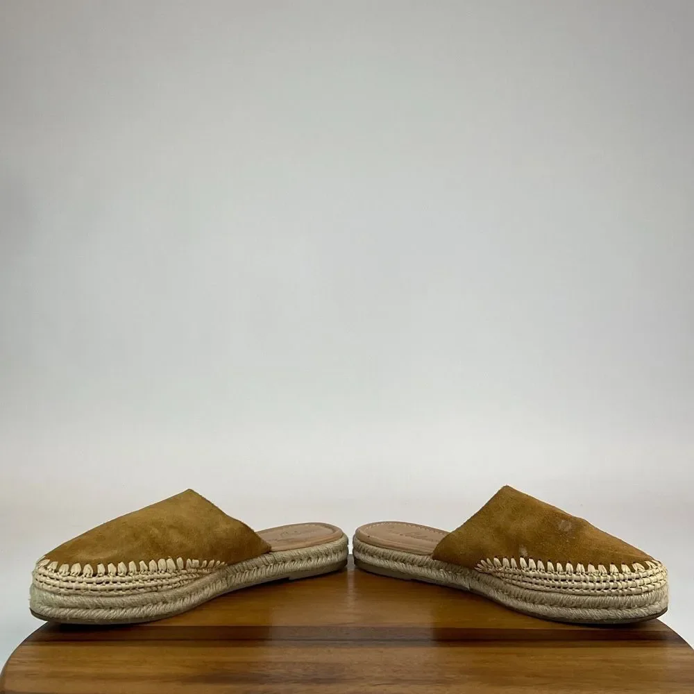 Womens Sam Edelman Austin Brown‎ Suede Espadrille Mules Shoes Size 9 M GUC